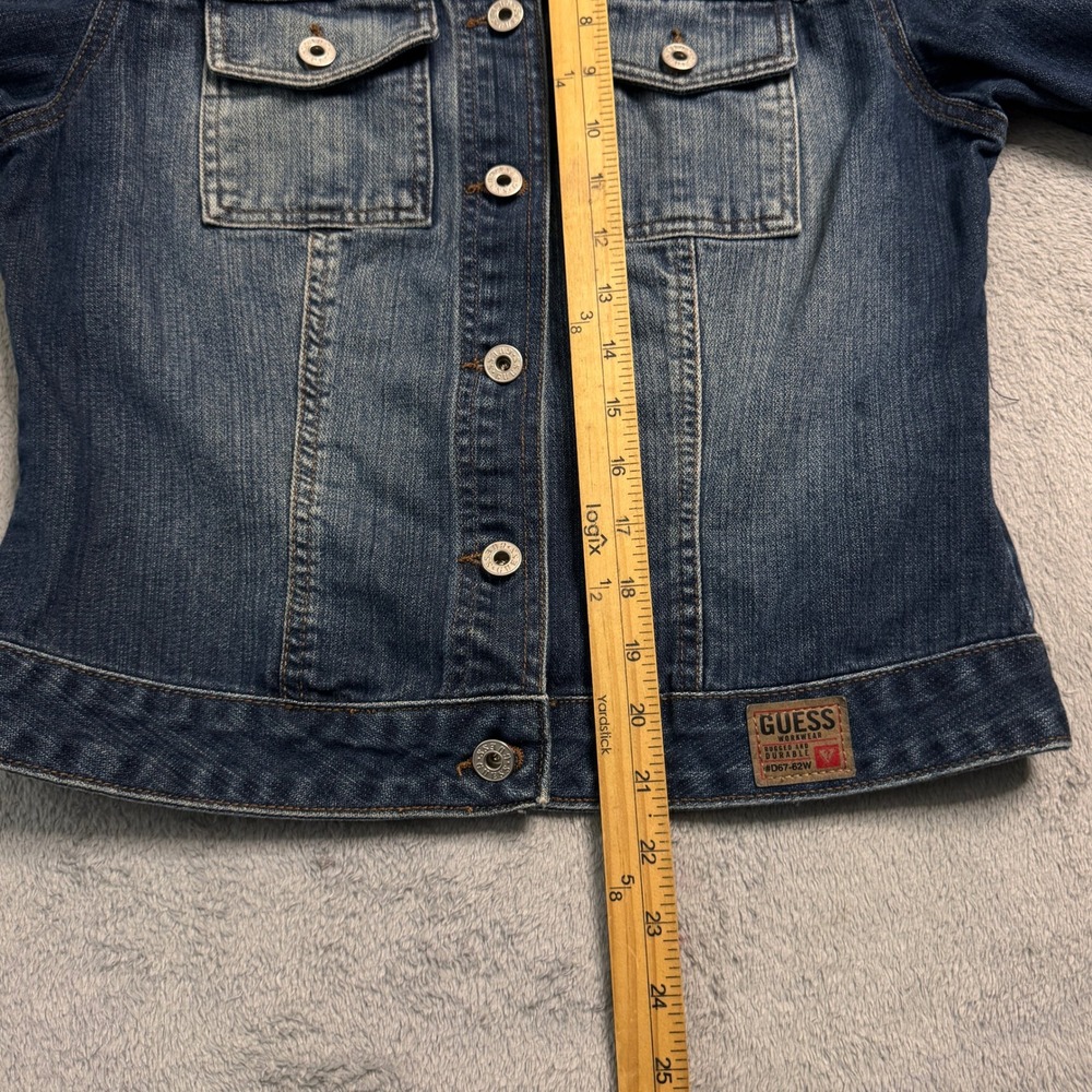 Vintage 90s Guess Denim Jacket Authentic Original Jeans Classic Trucker Size M - Picture 10 of 12